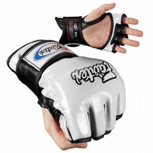 Fairtex MMA ULTIMATE COMBAT GLOVES WHITE "Open Thumb Loop" - FGV12