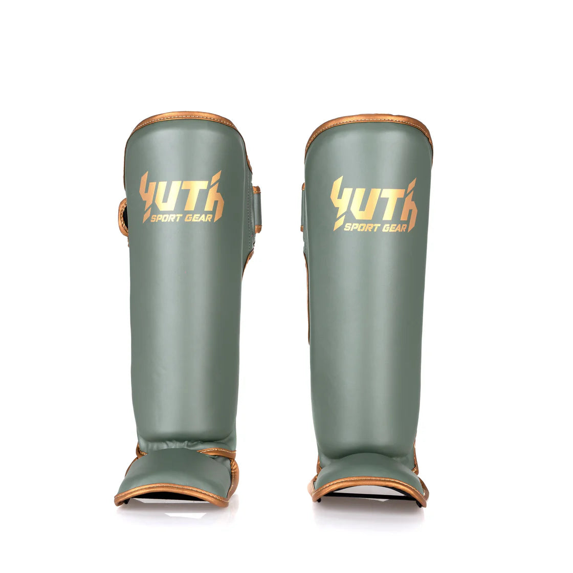 YUTH - Gold Line Shin Guards - (Army Green/Gold)