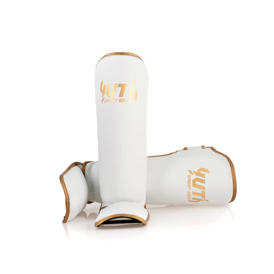 YUTH - Gold Line Shin Guards - (White/Gold)